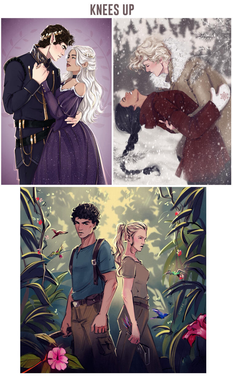 2 characters knees up